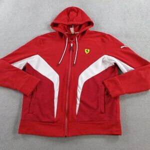 Puma Ferrari Hoodie Adult Large Red White Official Full Zip Sweatshirt Lifestyle